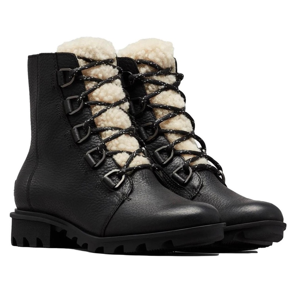 Sorel Women’s Phoenix Short Lace up Cozy Shearling Wedge Chunk Ankle Bootie SZ 8